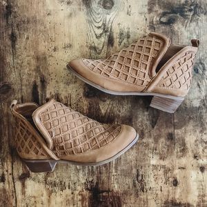 Woven Open Side Ankle Bootie